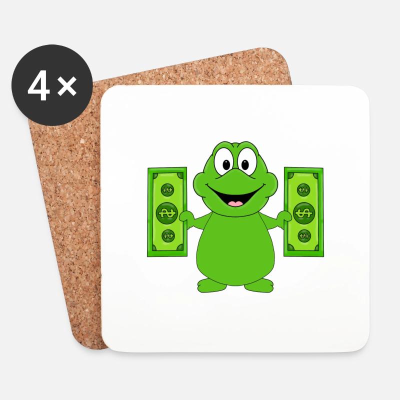 FROSCH - KRÖTE - KRÖTEN - GELD - MONEY - TIERISCH - Untersetzer (4er-Set) - Weiß