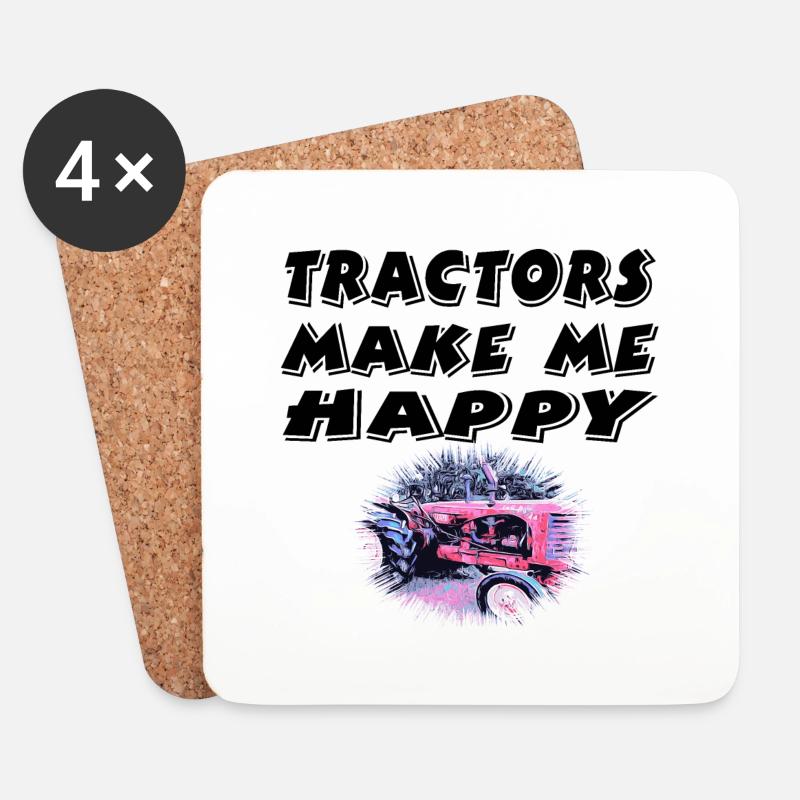 Tractor - Coasters (set of 4) - white