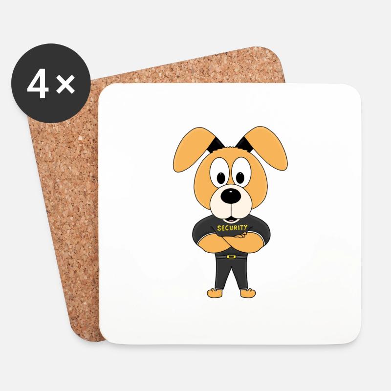 HUND - WACHHUND - SECURITY - TÜRSTEHER - TIERISCH - Untersetzer (4er-Set) - Weiß