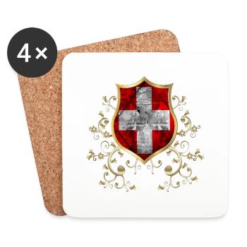 Suisse Drapeau Europe Suisse suisse - Dessous de verre (lot de 4) - blanc - Devant