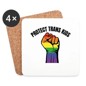 Protéger les enfants trans - Dessous de verre (lot de 4) - blanc - Devant