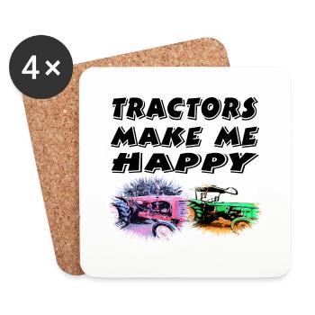 Tracteur - Dessous de verre (lot de 4) - blanc - Devant