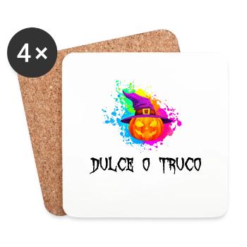 Citrouille d’Halloween avec idée cadeau chapeau de sorcière - Dessous de verre (lot de 4) - blanc - Devant
