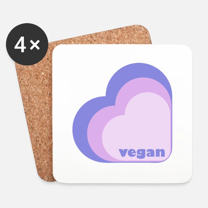 Veganes Fliederherz - Untersetzer (4er-Set) - Weiß