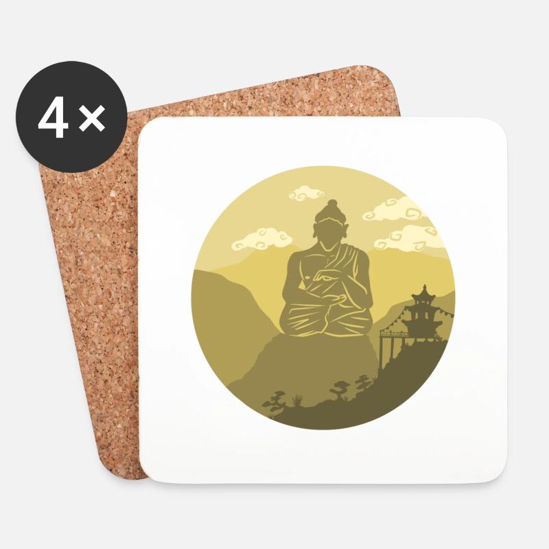 Buddha Gold - Untersetzer (4er-Set) - Weiß
