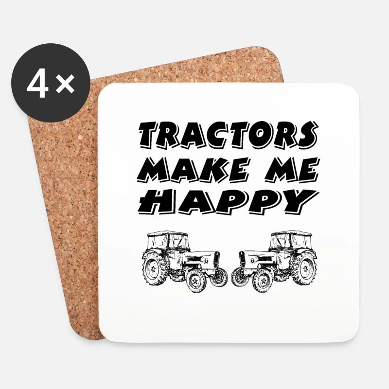 Tractor - Coasters (set of 4) - white