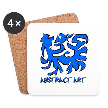 Art abstrait en bleu - Dessous de verre (lot de 4) - blanc - Devant