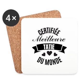 certifiée meilleure tatie du monde - Dessous de verre (lot de 4) - blanc - Devant