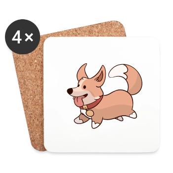 Chien mignon - Dessous de verre (lot de 4) - blanc - Devant