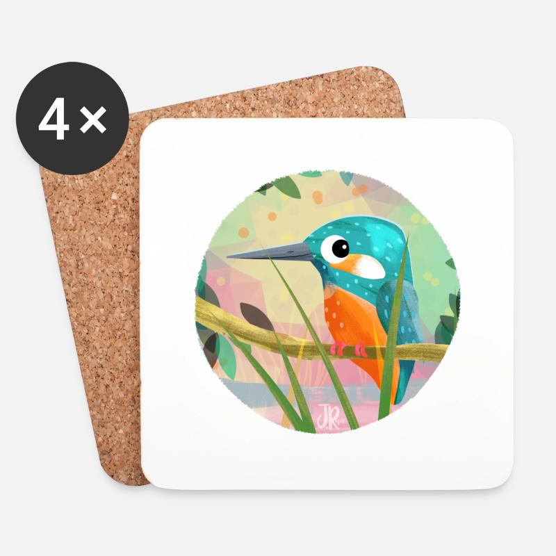 Eisvogel - Untersetzer (4er-Set) - Weiß