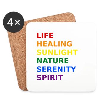 LGBT Gay Pride Rainbow Colors Slogan Coloré - Dessous de verre (lot de 4) - blanc - Devant