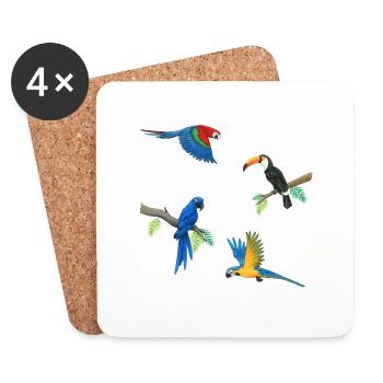 Colorful parrots - Coasters (set of 4) - white - Front