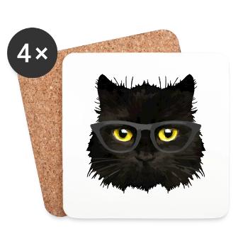 Katze - Untersetzer (4er-Set) - Weiß - Vorne