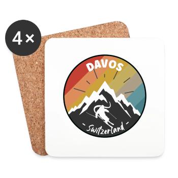 Skiing In Davos - Switzerland - Coasters (set of 4) - white - Front