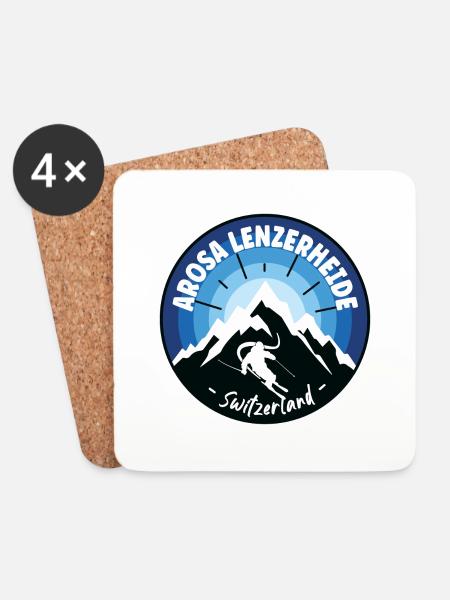 Ski Arosa Lenzerheide Schweiz Blau - Untersetzer (4er-Set) - Weiß