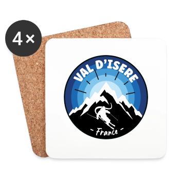Ski à Val d’Isère France Bleu - Dessous de verre (lot de 4) - blanc - Devant