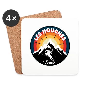 Skiing In Les Houches France Vintage - Coasters (set of 4) - white - Front