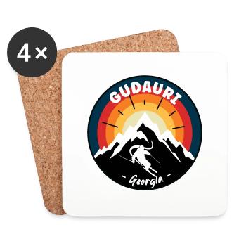 Station de ski Gudauri Georgia Vintage - Dessous de verre (lot de 4) - blanc - Devant