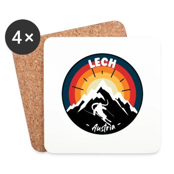 Ski à Lech Autriche Vintage - Dessous de verre (lot de 4) - blanc - Devant
