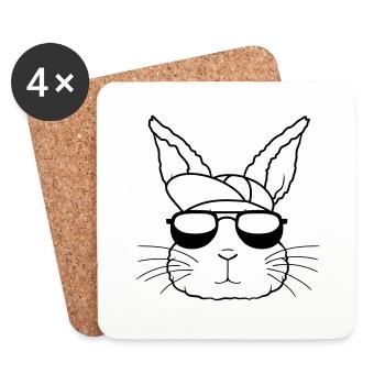 Sunglasses Capy Rabbit Cool - Coasters (set of 4) - white - Front