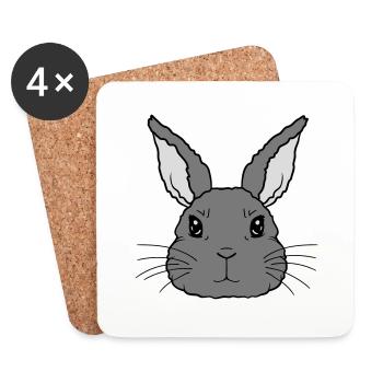 Cute little rabbit face - Coasters (set of 4) - white - Front