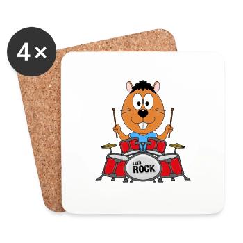 BIBER - OTTER - MARDER - SCHLAGZEUG - MUSIK - Untersetzer (4er-Set) - Weiß - Vorne
