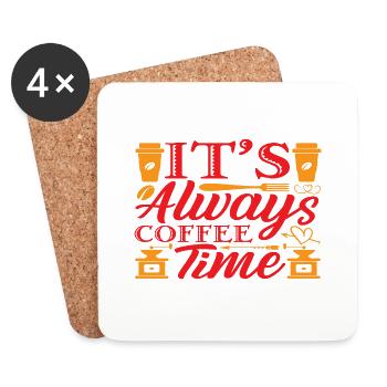 It's always Coffee time - Coasters (set of 4) - white - Front