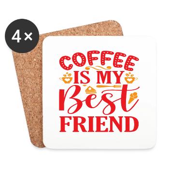 Coffee is my best Friend - Coasters (set of 4) - white - Front