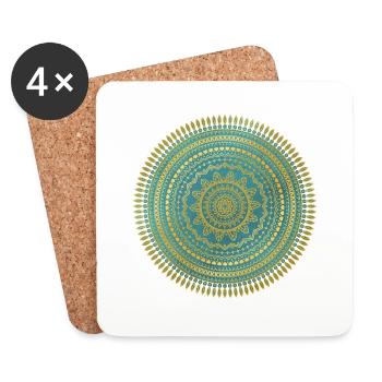 MANDALA GOLD AND GREEN 001 - Dessous de verre (lot de 4) - blanc - Devant