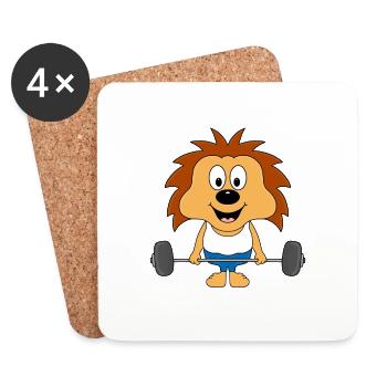 IGEL - FITNESS - SPORT - GEWICHTHEBER - TIER - Untersetzer (4er-Set) - Weiß - Vorne