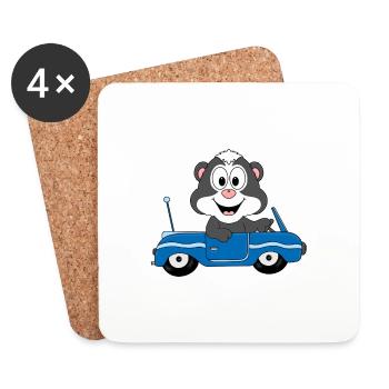 STINKTIER - AUTO - TIER - KIND - BABY - Untersetzer (4er-Set) - Weiß - Vorne