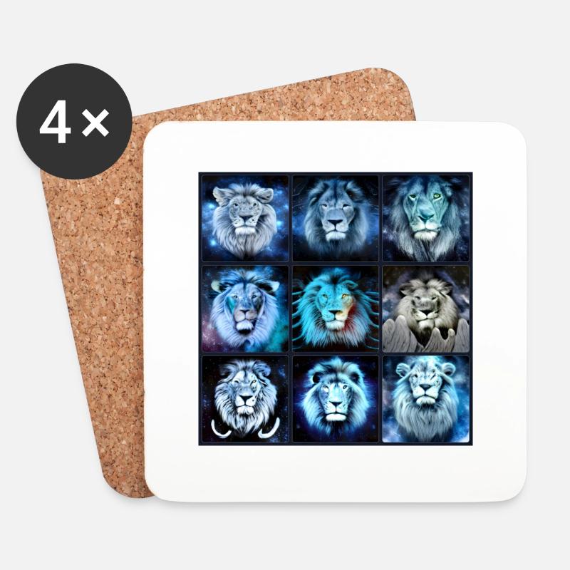 BLAUE LION Collage - Untersetzer (4er-Set) - Weiß