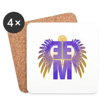 EEM = Erzengel Michael mit Schwert und Flügeln - Untersetzer (4er-Set) - Weiß - Vorne