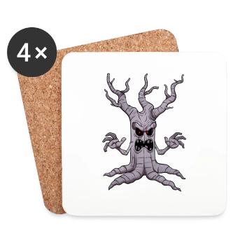 Gruseliger Halloween-Baum - Untersetzer (4er-Set) - Weiß - Vorne