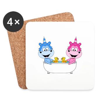 EINHÖRNER - BADEWANNE - LIEBE - LOVE - Untersetzer (4er-Set) - Weiß - Vorne