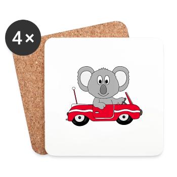 KOALA - AUTO - TIER - KIND - BABY - Untersetzer (4er-Set) - Weiß - Vorne