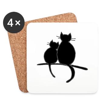 Katzen - Untersetzer (4er-Set) - Weiß - Vorne