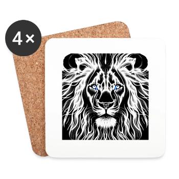 BLACK AND WHITE LION GOD - Coasters (set of 4) - white - Front
