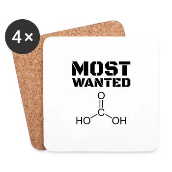 Most Wanted Carbonic Acid H2CO3 Funny Saying - Coasters (set of 4) - white - Front