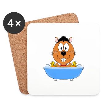 OTTER - BIBER - MARDER - BADEWANNE - TIER - Untersetzer (4er-Set) - Weiß - Vorne