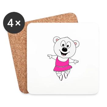 EISBÄR - TANZEN - BALLETT - BALLERINA - TIERISCH - Untersetzer (4er-Set) - Weiß - Vorne