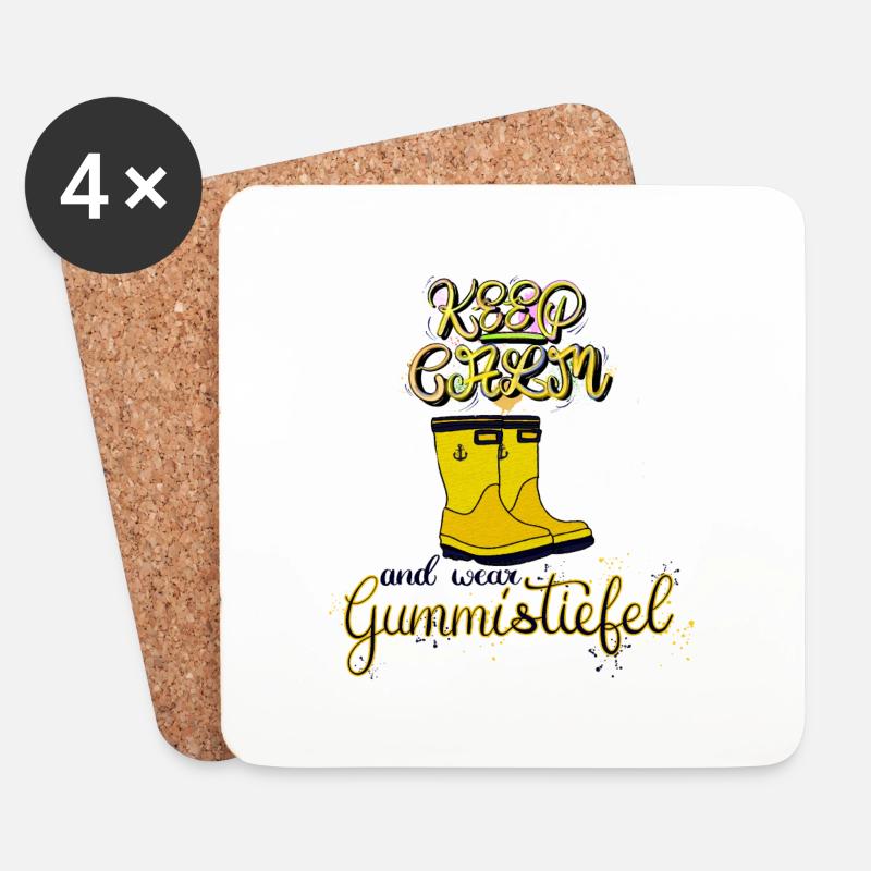 Keep calm and wear Gummistiefel - Untersetzer (4er-Set) - Weiß
