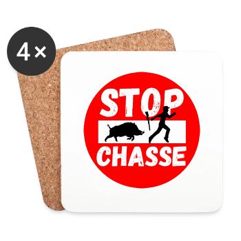 STOP Chasse - Dessous de verre (lot de 4) - blanc - Devant