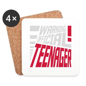 warning official teenage quote - Coasters (set of 4) - white - Front