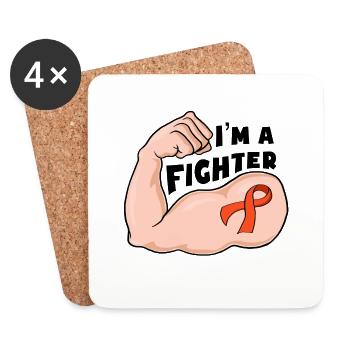 Fight Cancer - Orange ribbon - Untersetzer (4er-Set) - Weiß - Vorne