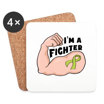 Fight Cancer - Green Ribbon - Untersetzer (4er-Set) - Weiß - Vorne