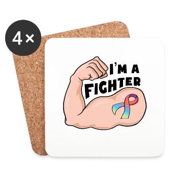 Pride month - Rainbow Ribbon - Untersetzer (4er-Set) - Weiß - Vorne