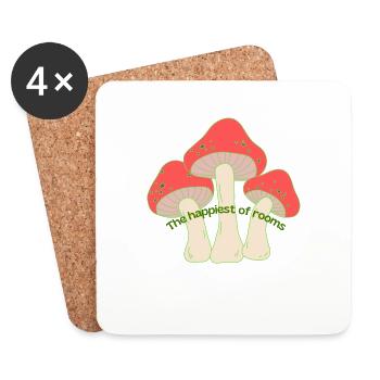Tee-shirt champignons marrant - Dessous de verre (lot de 4) - blanc - Devant