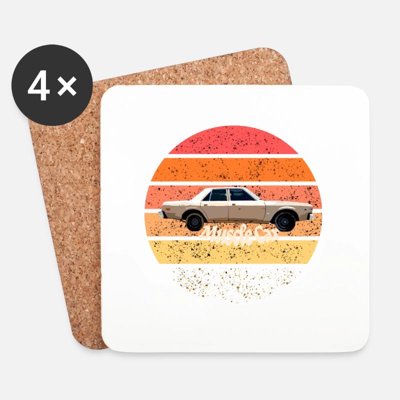 Muscle-Car - Untersetzer (4er-Set) - Weiß