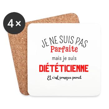 Pas parfaite mais diététicienne - Dessous de verre (lot de 4) - blanc - Devant